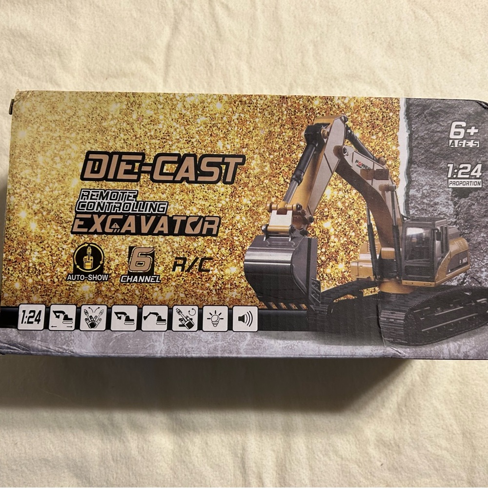 Vintage Die-Cast Remote Control‎ Excavator - Gold and Black